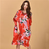 Image of Plus Size Black Women's Summer Lounge Robe Lady New Sexy Home Dress Rayon Nightgown Large Loose Sleepwear Bathrobe Gown S002-B