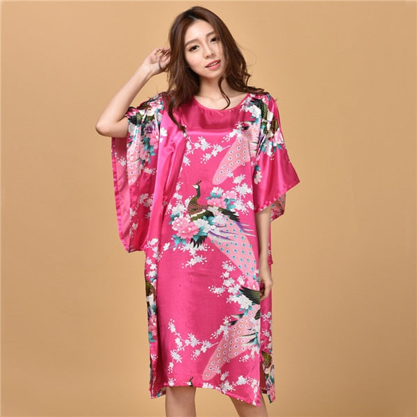 Plus Size Black Women's Summer Lounge Robe Lady New Sexy Home Dress Rayon Nightgown Large Loose Sleepwear Bathrobe Gown S002-B