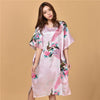 Image of Plus Size Black Women's Summer Lounge Robe Lady New Sexy Home Dress Rayon Nightgown Large Loose Sleepwear Bathrobe Gown S002-B