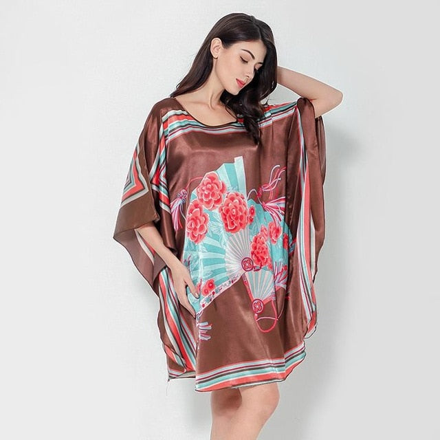 Plus Size Black Women's Summer Lounge Robe Lady New Sexy Home Dress Rayon Nightgown Large Loose Sleepwear Bathrobe Gown S002-B