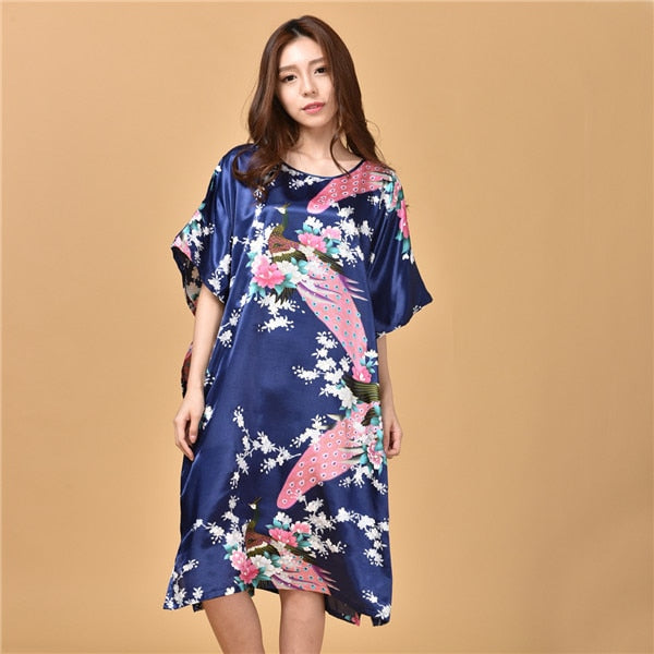 Plus Size Black Women's Summer Lounge Robe Lady New Sexy Home Dress Rayon Nightgown Large Loose Sleepwear Bathrobe Gown S002-B