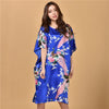Image of Plus Size Black Women's Summer Lounge Robe Lady New Sexy Home Dress Rayon Nightgown Large Loose Sleepwear Bathrobe Gown S002-B