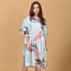 Image of Plus Size Black Women's Summer Lounge Robe Lady New Sexy Home Dress Rayon Nightgown Large Loose Sleepwear Bathrobe Gown S002-B