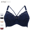 Image of Plus Size C D E Cup Bra Sexy Push Up Brassiere Fashion Soft Lace Bra 3/4 Large Thin Female Lingerie Deep V Sexy Bras For Women
