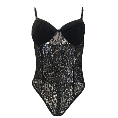 Plus Size Fashionable Sheer Bridal Teddy Lace Bra Top Boudoir Bodysuit Sexy Lingerie Erotic Underwear Perspective Jumpsuit  A20
