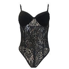 Plus Size Fashionable Sheer Bridal Teddy Lace Bra Top Boudoir Bodysuit Sexy Lingerie Erotic Underwear Perspective Jumpsuit  A20