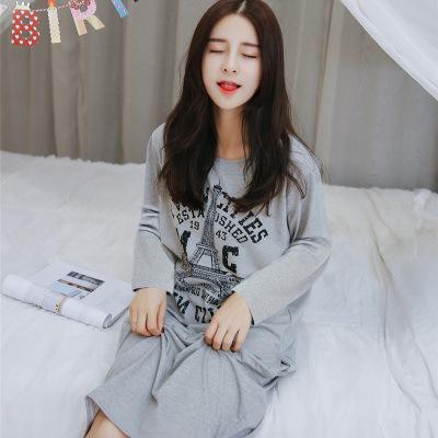Plus Size Ladies Cartoon Sleepwear Long Sleeve Cute Nightdress Negligee Summer Cotton Nightgown Casual Nightshirt Home Dress