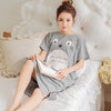 Image of Plus Size Ladies Cartoon Sleepwear Long Sleeve Cute Nightdress Negligee Summer Cotton Nightgown Casual Nightshirt Home Dress