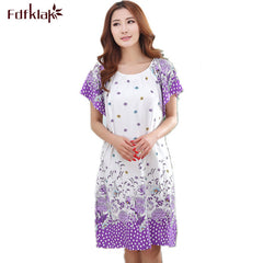 Plus Size Nightgowns For Women 2019 Summer Dressing Gowns Girls Nightshirts Nightdress Cotton And Silk Sleepshirt L-XXL E1082