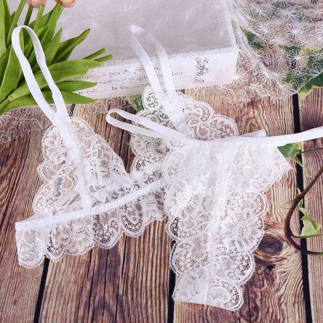 Plus Size Women Sexy Lingerie Transparent Bralette Set Lace Underwear Set Women Bra And Panty Set Sutia Bra Set Vs Ropa Interior