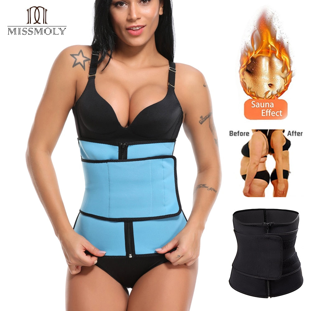 Plus Size Women Shaper Zipper Neoprene Sauna Waist Trainer Corset Slimming Belt Sweat Weight Loss Waist Cincher