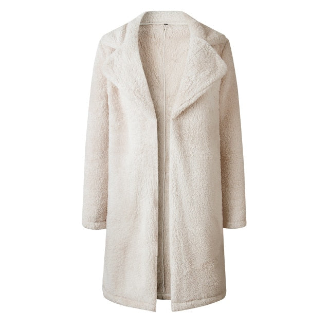 Plus size Fashion Faux Fur Coat Women winter long coat 2019 Autumn Warm Soft Zipper teddy jacket Female Overcoat Outerwear Warm
