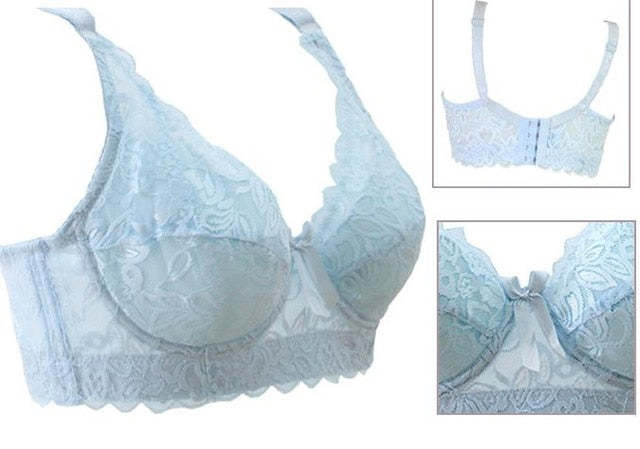Plus size Foreign Trade Ultra-thin Lace Sexy Thin Cotton Cup Plump Big Push Up Bra  Bralette Encaje Sexy Bra modis lingerie