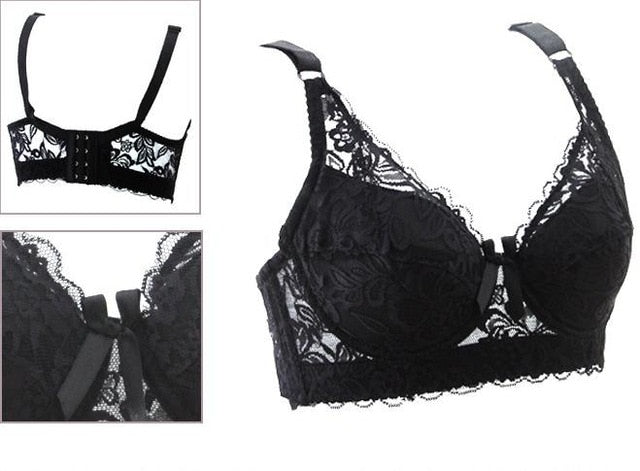 Plus size Foreign Trade Ultra-thin Lace Sexy Thin Cotton Cup Plump Big Push Up Bra  Bralette Encaje Sexy Bra modis lingerie