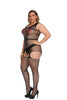 Image of Plus size Sexy Open Crotch Hollow Out Garter Belt Sheer Mesh Bodystockings Crotchless Open Butt Lingerie Body Stockings Bodysuit