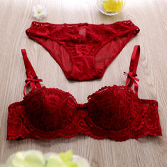 Plus size women's lingerie set cup lace sexy summer ultra-thin thin cup bra young girl underwear bra set