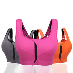 Professional Level 4 Stretch Sports Bras Shockproof Fixed Quick-drying Underwear Vest Women Running Gym Zipper Adjustable Strap