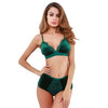 Image of Push Up brassiere Bra set Sexy Fashion Women Velvet  Bralette Underwear High Waist Panties Soft Trim lingerie Set