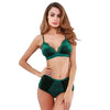 Image of Push Up brassiere Bra set Sexy Fashion Women Velvet  Bralette Underwear High Waist Panties Soft Trim lingerie Set