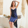 Image of QWEEK Sexy Sleepwear Silk Women Nightgown Long Home Dress 2019 Summer Sexy Nightdress Satin Night Lingerie Sweet Nighties Women