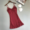 Image of QWEEK Sexy Women Pajamas 5 Pieces Sets Satin Sleepwear Pijama Silk Home Wear Embroidery Sleep Lounge Pyjama with Chest Pads