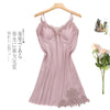 Image of QWEEK Sexy Women Pajamas 5 Pieces Sets Satin Sleepwear Pijama Silk Home Wear Embroidery Sleep Lounge Pyjama with Chest Pads