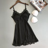 Image of QWEEK Sexy Women Pajamas 5 Pieces Sets Satin Sleepwear Pijama Silk Home Wear Embroidery Sleep Lounge Pyjama with Chest Pads