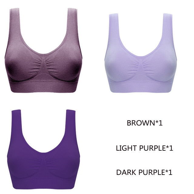 Queenral Dropshipping VIP 3PCS/lot Seamless Bra With Pads Plus Size Bras For Women Brassiere Big Size Vest Wireless BH 5XL 6XL
