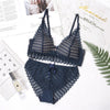 Image of Queenral Sexy Lace Bra And Panty Set Front Closure Seamless Bra Briefs Push Up Bra Set Women Underwear Wireless Lingerie Set