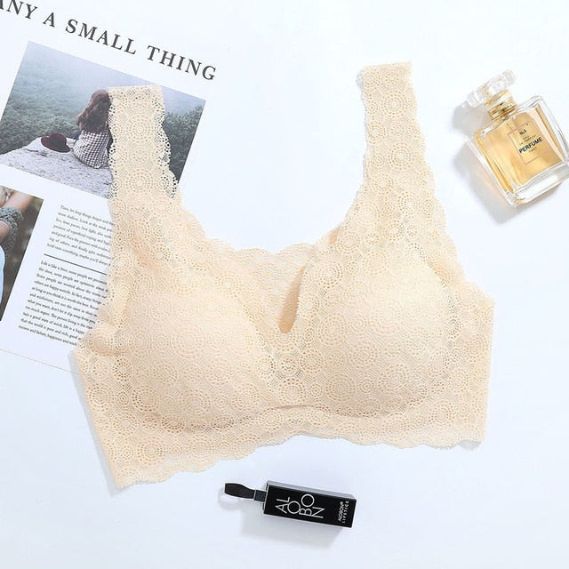 Queenral Sexy Lace Bras For Women Seamless Bra Push Up Bralette Brassiere Breathable Bra Comfortable Sleep Soutien Gorge Femme