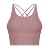 Image of Ribbed Strappy Fitness Sports Bras for Women Running Sport Longline Wirefree Padded Medium Support Yoga Bra Top