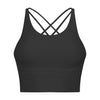 Image of Ribbed Strappy Fitness Sports Bras for Women Running Sport Longline Wirefree Padded Medium Support Yoga Bra Top
