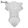 Image of Rosetic Black Jumpsuits For Women Gothic Combinaison Femme Sexy Body Women One Piece Mesh Bodysuit Womens Clothing Romper