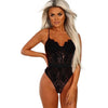 Image of SEBOWEL Woman Black/Red Sheer Floral Lace Bodysuit with Cups Sexy Female Sleeveless Hollow Out Body Top Clothes for Party Night
