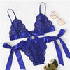 Image of SHEIN Lace Sexy lingerie Set Hot Women Sleepwear V Neck Sleeveless Lace Scallop Bralette And Pantie Intimate Lingerie
