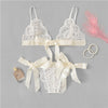 Image of SHEIN Lace Sexy lingerie Set Hot Women Sleepwear V Neck Sleeveless Lace Scallop Bralette And Pantie Intimate Lingerie