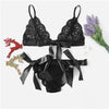 Image of SHEIN Lace Sexy lingerie Set Hot Women Sleepwear V Neck Sleeveless Lace Scallop Bralette And Pantie Intimate Lingerie