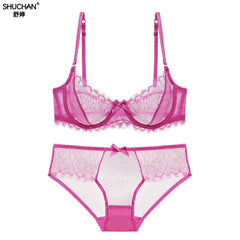 SHUCHAN Hot Women ultra thin bra panty Sales Separated set sexy gauze transparent invisible Set Sexy Lingerie Bra Up Sofe W618