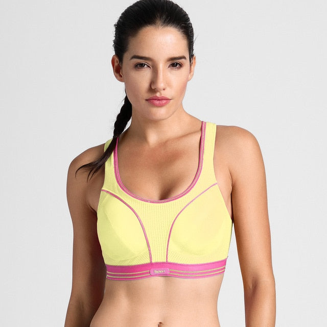 SYROKAN Women's Compression Racerback Adjustable High Impact Running Sports Bra (size smaller than normal)