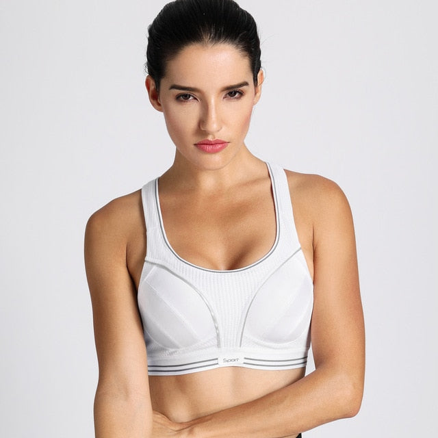SYROKAN Women's Compression Racerback Adjustable High Impact Running Sports Bra (size smaller than normal)