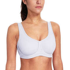 SYROKAN Women's Max Control Solid Plus Size High Impact Underwire Sports Bra