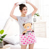Image of Sanderala Women Print Cartoon Sexy Sleepwear Round Neck Lingerie Cute Nightdress Strap Thin Female Underwear Nighty Home Wear