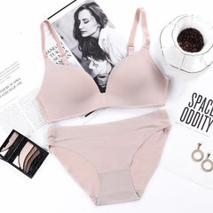 Sexy Deep V Cup Bras For Women Push Up Lingerie Seamless Bra Set Wire Free Bralette Backless Intimates Female Underwear Sets