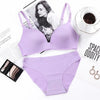 Image of Sexy Deep V Cup Bras For Women Push Up Lingerie Seamless Bra Set Wire Free Bralette Backless Intimates Female Underwear Sets
