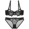 Image of Sexy Embroidery Transparent Bras Set Women Plus Size Lingerie Set Ultra thin C D Cup Underwear Bow Brassiere panties Bra Set