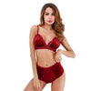 Image of Sexy Fashion Women Velvet  Bralette Underwear High Waist Panties Soft Trim lingerie Set Push Up brassiere Bra set T8