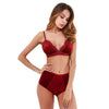 Image of Sexy Fashion Women Velvet  Bralette Underwear High Waist Panties Soft Trim lingerie Set Push Up brassiere Bra set T8