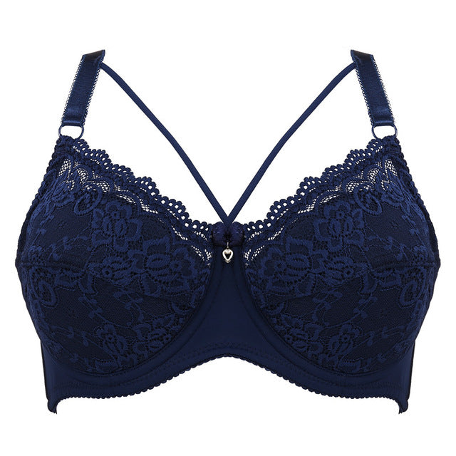 Sexy Female Plus Size Bras For Women Deep V Bra Lace C D E Cup Brassiere Underwire Lingerie Adjustable Lace Push Up Bralette New