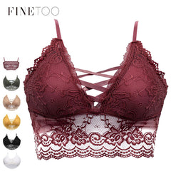 Sexy Floral Lace Bralette Female Wireless Bra Fashion Lace Brassiere 6 Colors Racerback Underwear Comfort Lingerie Intimate New