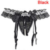 Image of Sexy Garter Belt For Stocking Black Lace Suspenders Women Sexy Open Crotch Pearl Panties Bow Lingerie Garter Exotic Accessories
